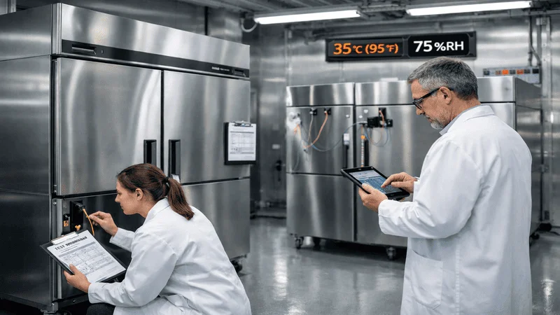 Laboratory testing commercial refrigerators under high temperature and humidity conditions