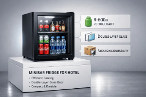 Minibar fridge for hotel use with R-600a refrigerant